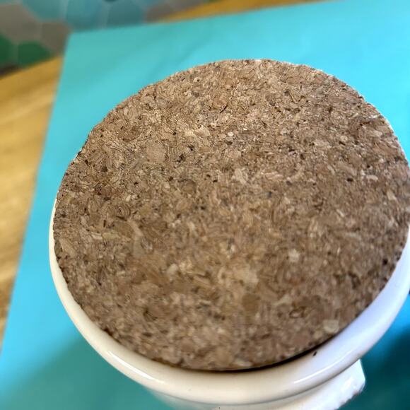 Mudpie Jar "I Am thankful for" with cork lid 5 x 3.5" white NWT - Picture 4 of 7